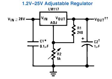 Typical LM317 voltage regulator