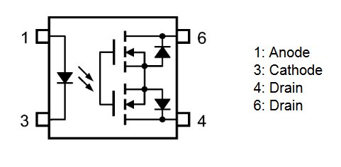 TLP175A internal schematic demonstrating use of back-to-back MOSFETs