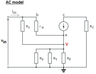 AC model of the bootstrap bias circuit.